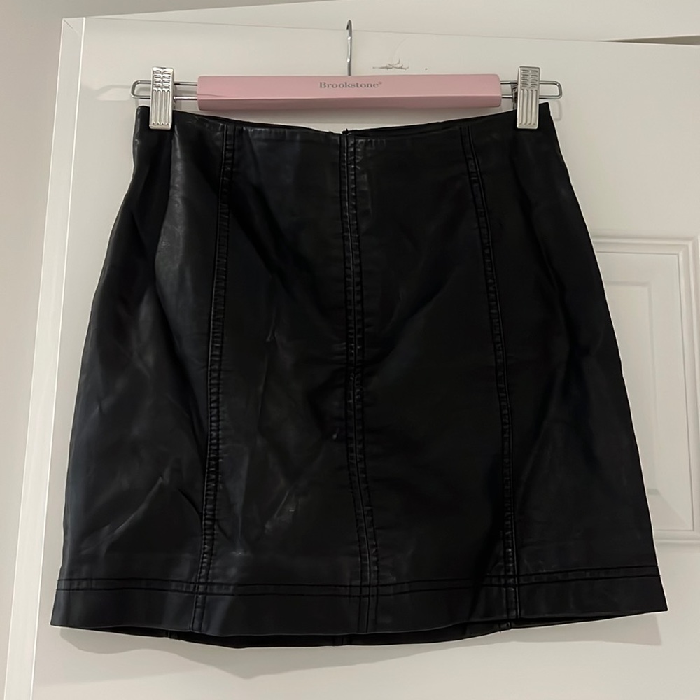 Modern Femme Black Vegan Leather Mini Skirt- Free People